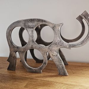 Vintage Industrial Solid Metal Elephant Wine Rack Holder